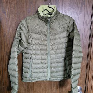 NWOT Embroidered Green Kuhl Goose Down Puffer Jacket Size Medium Gorgeous!